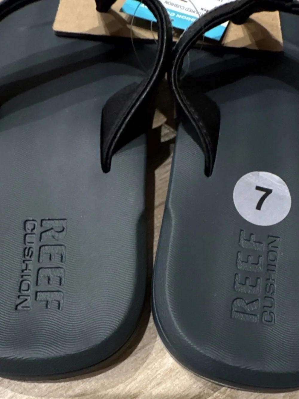 Reef Cushion Comfort Thong Sandals Gray/Black Logo Slip-On Men US 7